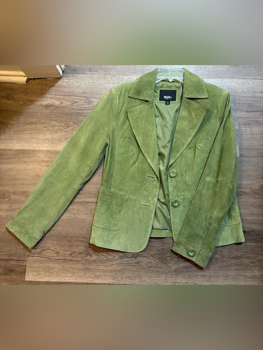 Vintage Mossimo Olive Green Leather Suede Blazer Y2K Women’s Large